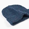 Ribbed knit beanie with colourful dots for boys, dark blue