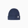 Zy Navy Blue Ribbed Knit Beanie Hat