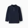 Long Sleeve Cotton Polo-shirt for Boys, Dark Blue