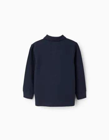 Long Sleeve Cotton Polo-shirt for Boys, Dark Blue