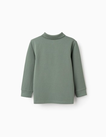 Long Sleeve Cotton Polo-shirt for Boys, Green