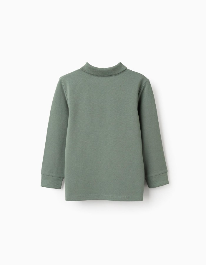 Long Sleeve Cotton Polo-shirt for Boys, Green