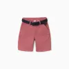 Twill midi shorts with belt for boys, brown