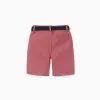 Twill midi shorts with belt for boys, brown