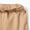 Long twill cargo shorts with drawstring for boys, beige