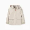Jacket with lining and removable hood for boys, light beige