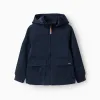 Jacket with lining and removable hood for boys, dark blue