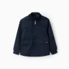 Jacket with lining and removable hood for boys, dark blue
