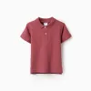 Cotton ribbed polo shirt for boys, brown