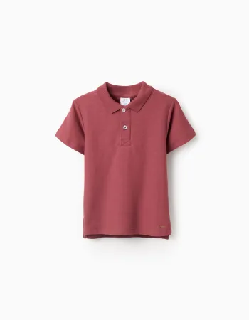 Cotton ribbed polo shirt for boys, brown