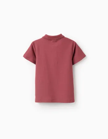 Cotton ribbed polo shirt for boys, brown