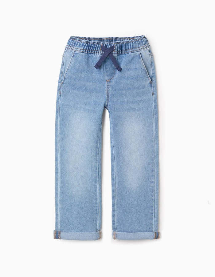Slim fit jeans with drawstring for boys, light blue