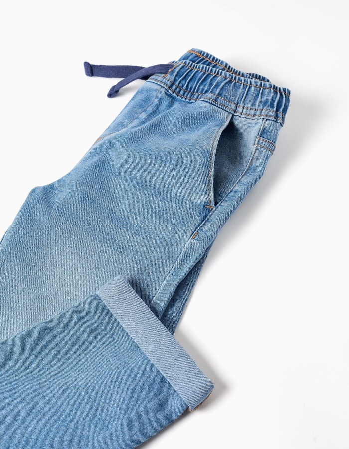 Slim fit jeans with drawstring for boys, light blue