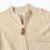 Cotton knitted jacket with embossed lines for boys, light beige