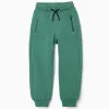 Cotton joggers with drawstring and pockets for boys, green
