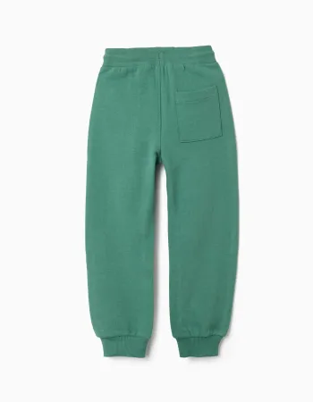 Cotton joggers with drawstring and pockets for boys, green