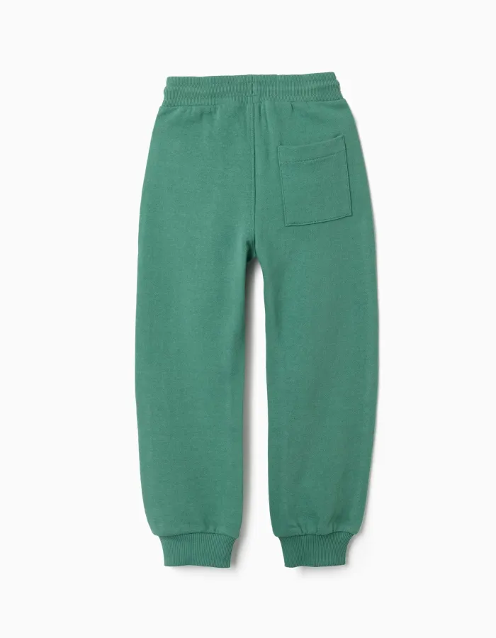 Cotton joggers with drawstring and pockets for boys, green