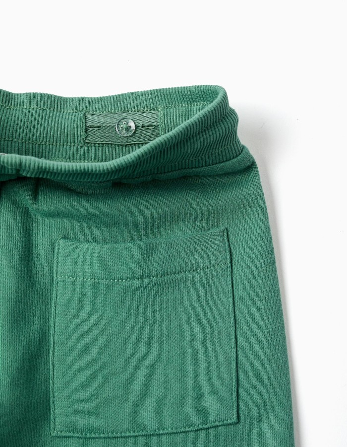 Cotton joggers with drawstring and pockets for boys, green