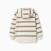 Cotton hooded jacket with stripes for boys, beige/orange/green
