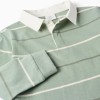 Long sleeve cotton polo shirt with stripes B&S for boys, green/white