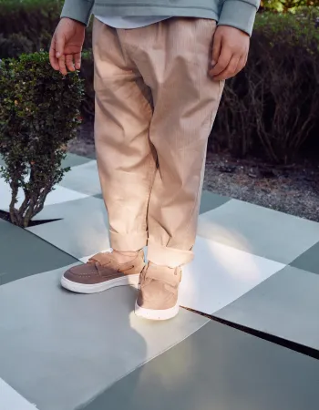 Baggy pull-up trousers in cotton B&S for boys, beige