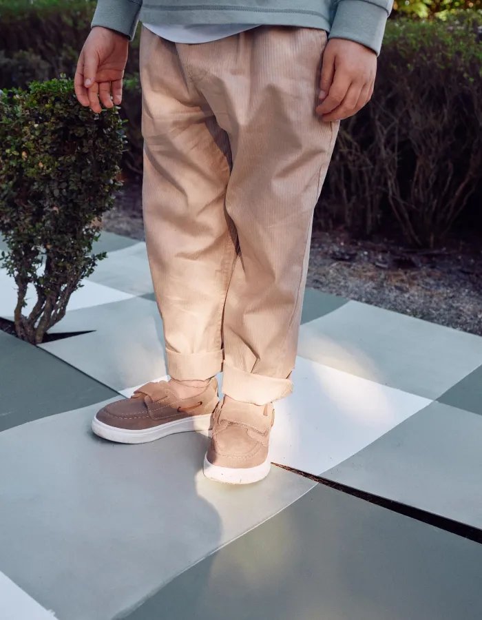 Baggy pull-up trousers in cotton B&S for boys, beige