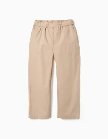 Baggy pull-up trousers in cotton B&S for boys, beige