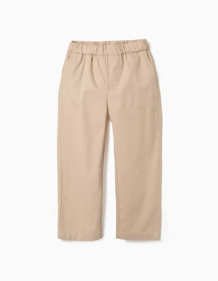 Baggy pull-up trousers in cotton B&S for boys, beige