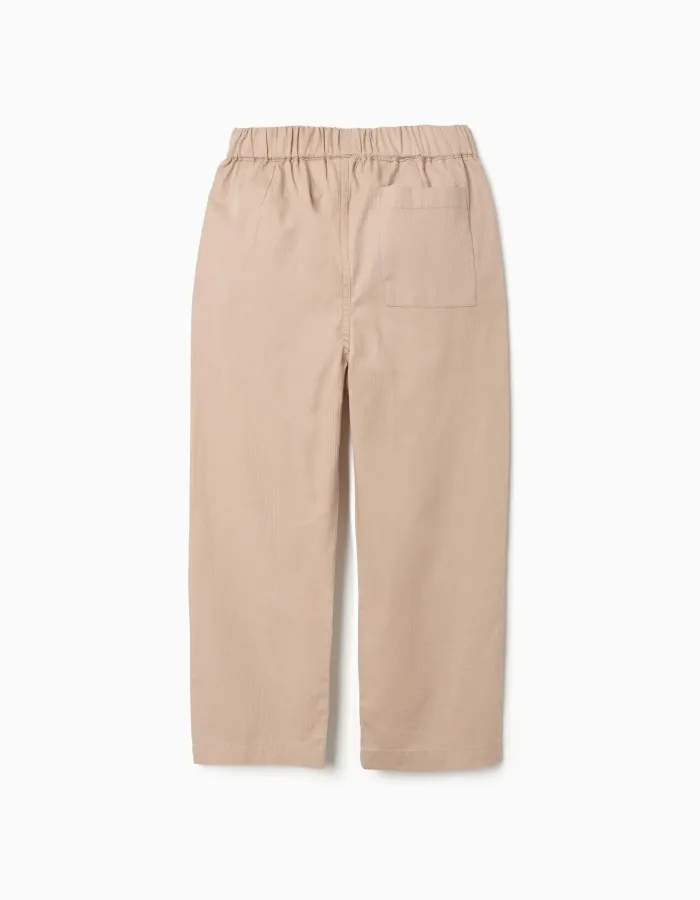 Baggy pull-up trousers in cotton B&S for boys, beige
