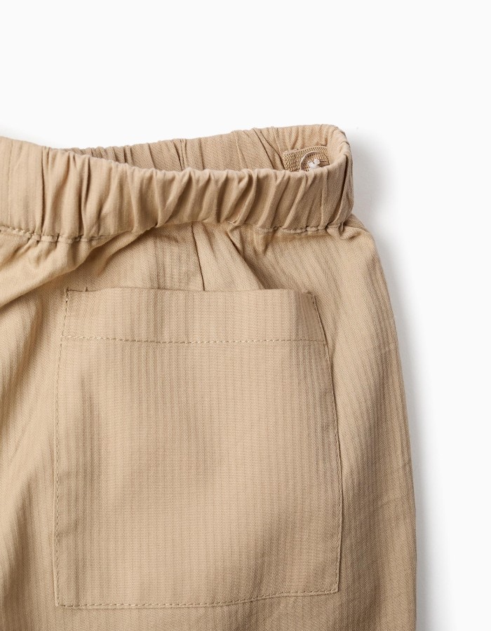 Baggy pull-up trousers in cotton B&S for boys, beige