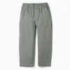 Baggy pull-up trousers in cotton B&S for boys, dark green