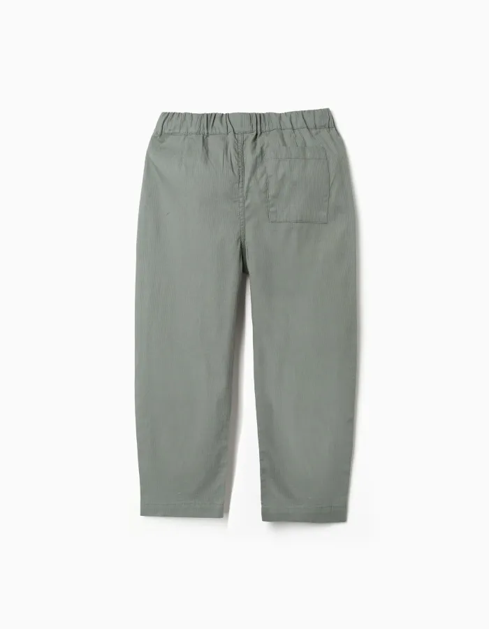 Baggy pull-up trousers in cotton B&S for boys, dark green