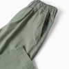 Baggy pull-up trousers in cotton B&S for boys, dark green