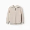 Cotton knitted half-zip jumper B&S for boys, beige