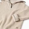 Cotton knitted half-zip jumper B&S for boys, beige