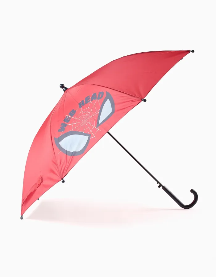 Automatic umbrella with Spider-Man print for boys, red