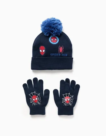 Spider man beanie gloves, dark blue