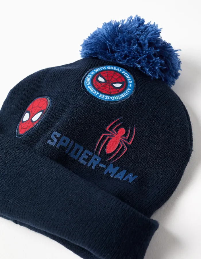 Spider man beanie gloves, dark blue