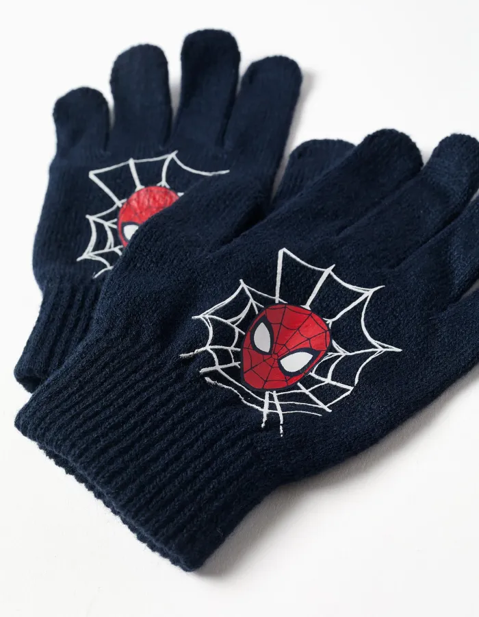 Spider man beanie gloves, dark blue