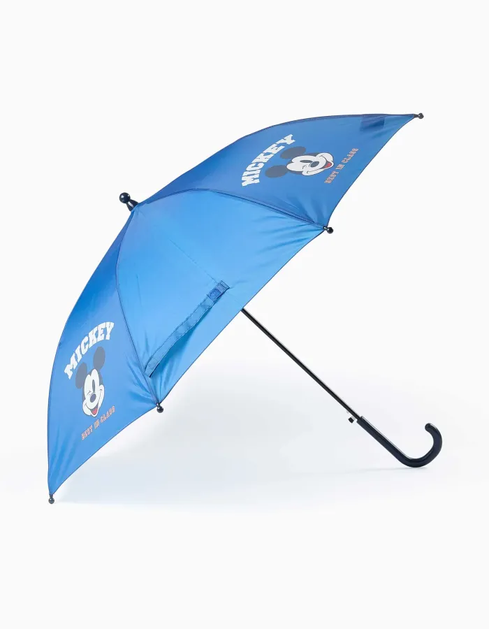 Automatic umbrella with Mickey print for babies and boys, blue