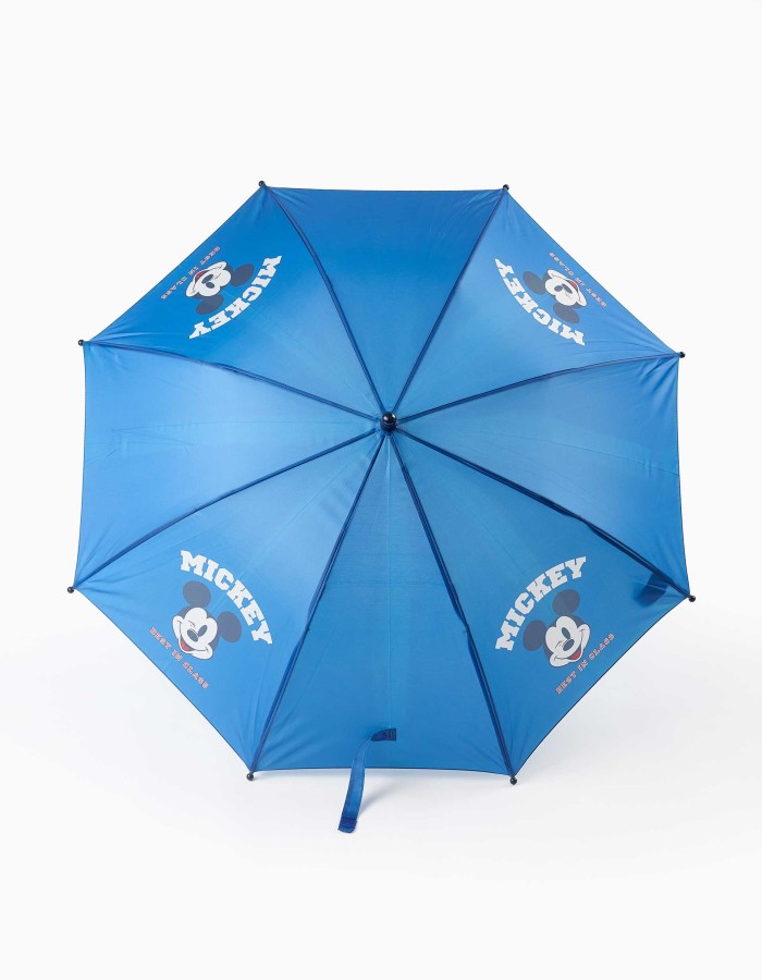 Automatic umbrella with Mickey print for babies and boys, blue