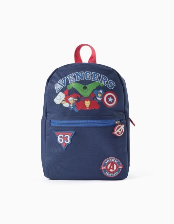 Backpack with Avengers prints and patches for boys, dark blue/red