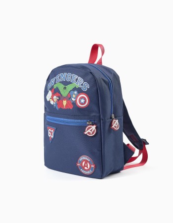 Backpack with Avengers prints and patches for boys, dark blue/red