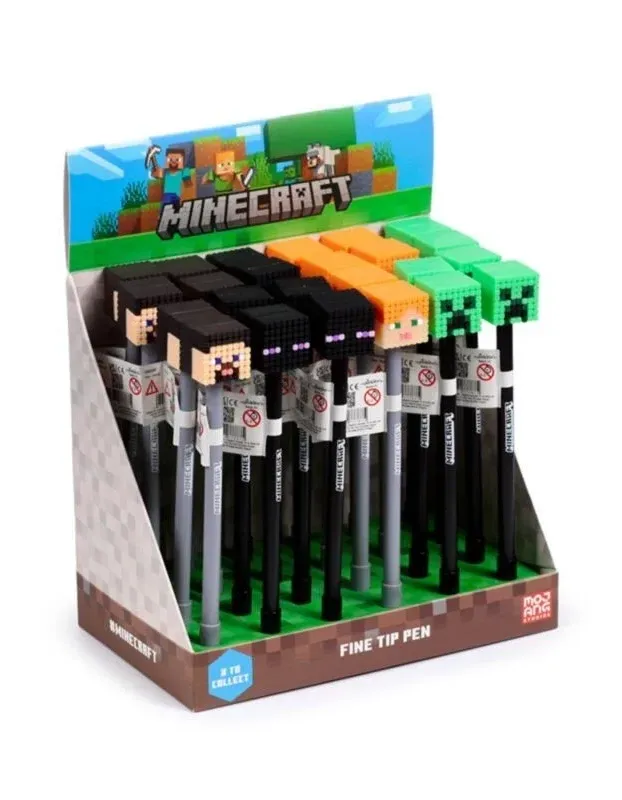 Minecraft black pen with silicone top for boys, assorted