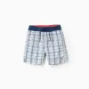 Checkered Swim Shorts for Boys 'You & Me', White/Blue