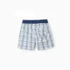 Checkered Swim Shorts for Boys 'You & Me', White/Blue