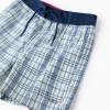 Checkered Swim Shorts for Boys 'You & Me', White/Blue