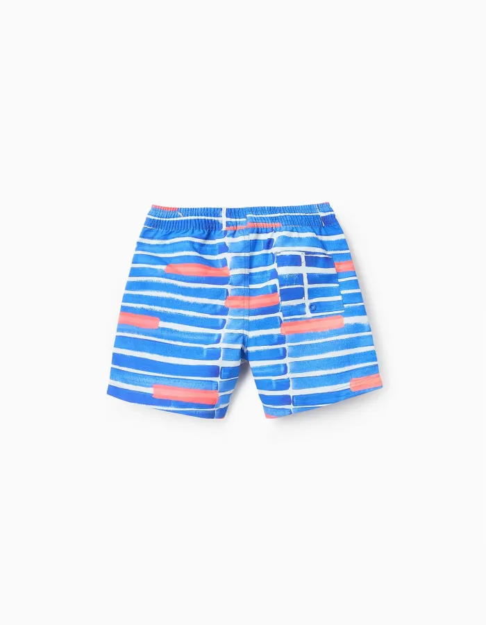 Swim Shorts for Boys 'You&Me x Graça Paz', Blue/White/Coral