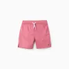 Swim shorts with drawstring and pocket for boys, dark pink