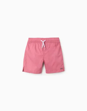 Swim shorts with drawstring and pocket for boys, dark pink